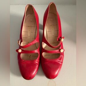 Vintage Perry Ellis Red May Jane’s with double strap and heel